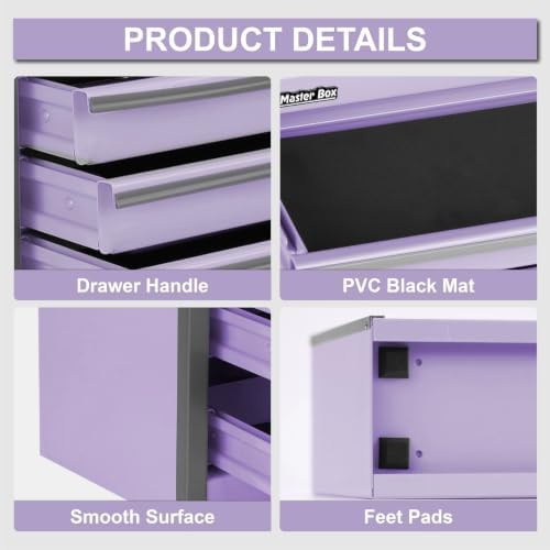 mini tool box with 5 drawer,purple metal toolbox, package contents