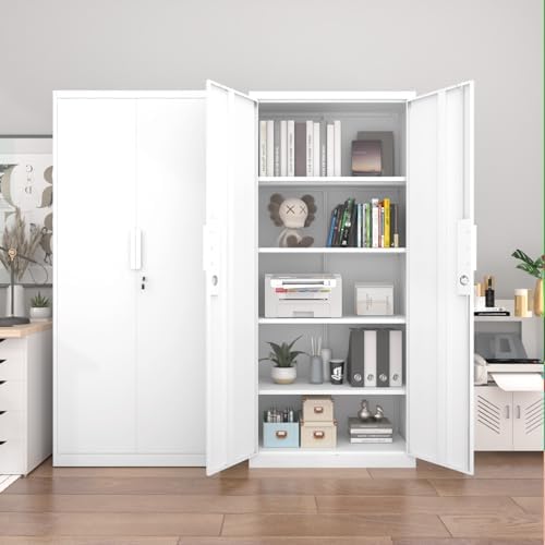 72" garage storage cabinet, white on a desk or shelf