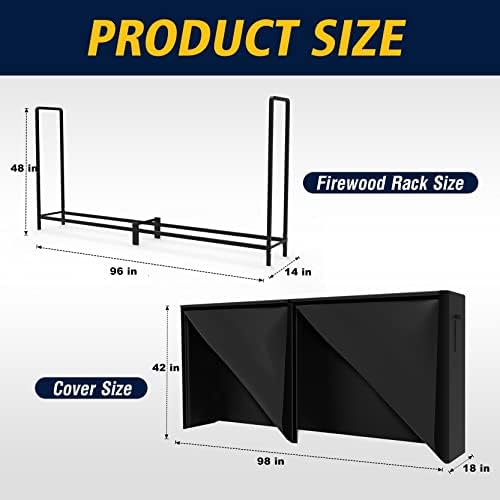 walmann 8ft firewood rack with cover, heavy duty, close-up detail