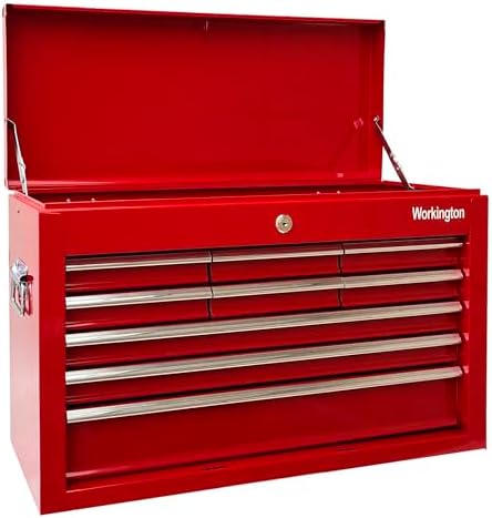 workington portable metal tool chest with 9 drawers, package contents