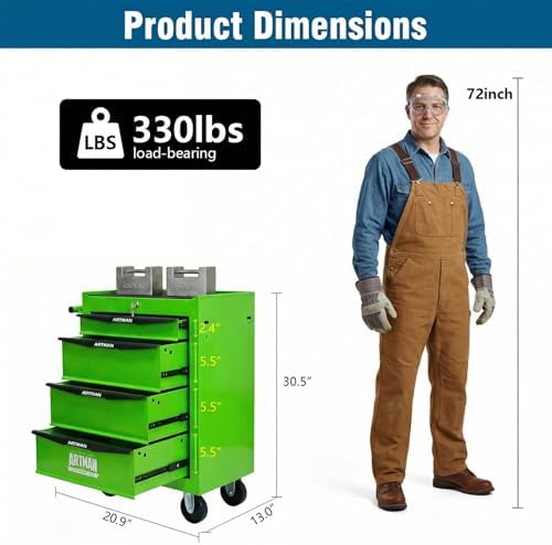4-drawer rolling tool chest - heavy duty tool shown in use