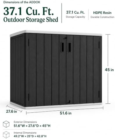 addok outdoor storage cabinet, 37 cu.ft horizontal resin, close-up detail
