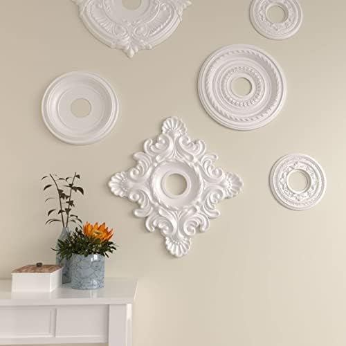 Ekena Millwork CM18CR Crawley Ceiling Medallion, 18"W x 18"H x 3 1/4"ID x 1 1/2"P, Factory Primed