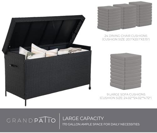 grand 170 gallon deck storage bin - outdoor/indoor on a desk or shelf