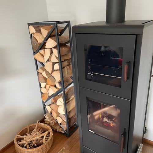 yohsnor 46x12in indoor firewood rack,multiple storage zones for, side view