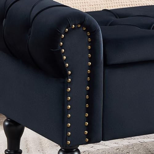 storage bench 51" velvet end of bed benches, front angle view