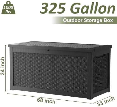 350 gallon outdoor storage box waterproof deck box shown in use