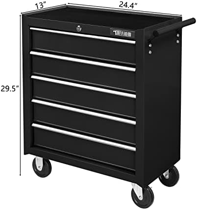 tuffiom 5-drawer rolling tool chest w/drawers & lock, close-up detail