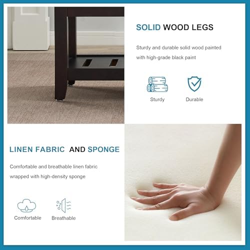 44" entryway bench with shoe storage, upholstered, 500, close-up detail