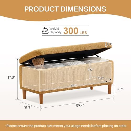39.4" ottoman with storage upholstered storage bench for, close-up detail