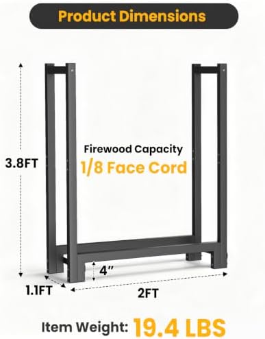 2ft firewood rack outdoor indoor, upgraded heavy duty, package contents