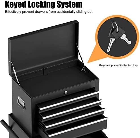 goplus rolling tool chest, 6-drawer tool box organizer, front angle view