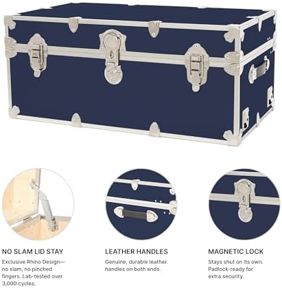 rhino classic large trunk for camp & college, side view