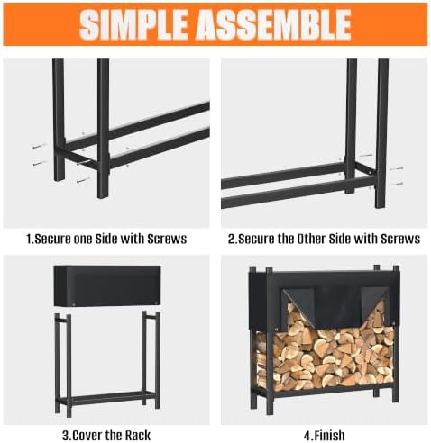 torack heavy duty 48 in/4 ft firewood rack, front angle view