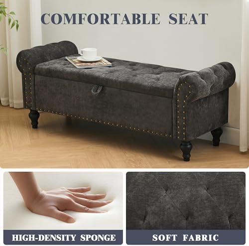 51" storage bench for bedroom, upholstered ottoman bench, package contents