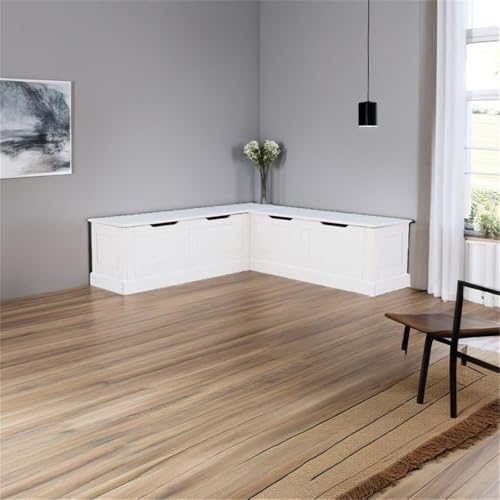 riverbay furniture backless wood corner kitchen breakfast nook shown in use