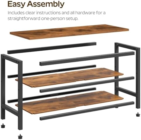 yatiney wooden shoe bench, 3-tier shoe rack, sturdy on a desk or shelf