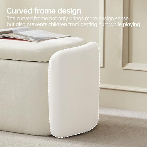 vknow storage bench, upholstered storage ottoman bench with, side view