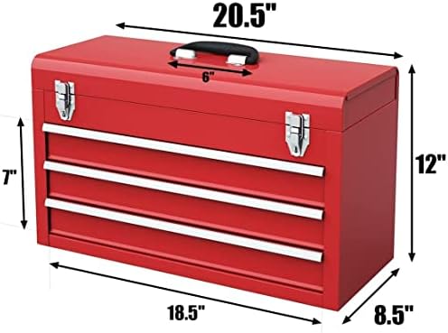 ironmax portable tool box, lockable steel tool chest, package contents