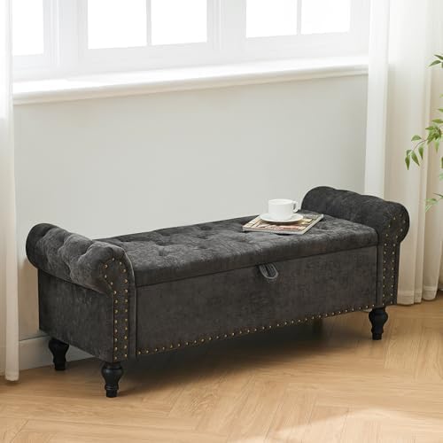 51" storage bench for bedroom, upholstered ottoman bench on a desk or shelf