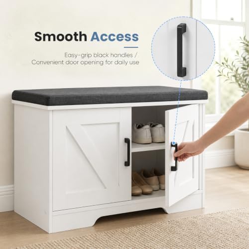 newbulig shoe bench with storage for entryway, 27.6", front angle view