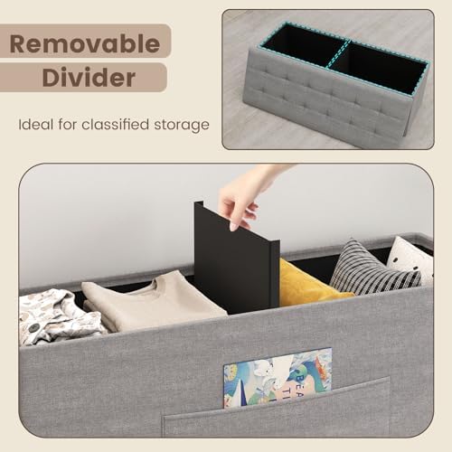 giantex storage ottoman bench, 43" l folding foot, front angle view