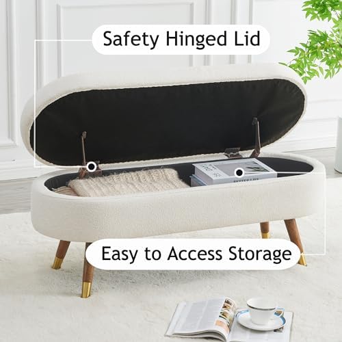 iafike oval storage bench 43.5" ottoman bench upholstered, package contents