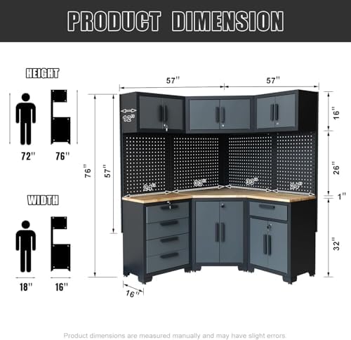 8-pcs garage storage cabinet system, black and grey, close-up detail