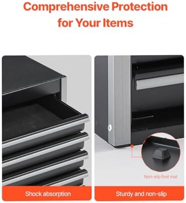 vevor metal tool box, 8.6-inch, portable metal tool on a desk or shelf
