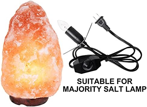 Salt Lamp Cord Replacement 2-Pack with Dimmer Switch 5 feet Lamp Cord and 8-Pack Halogen Salt Lamp Bulbs(15 Watts)