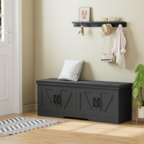 homsho farmhouse shoe storage bench with 4 barn on a desk or shelf