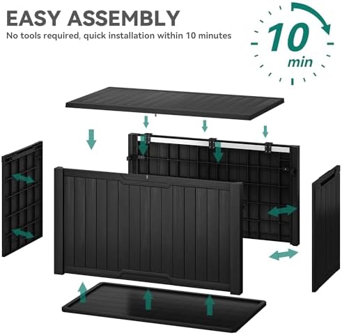 yitahome xxl 240 gallon large outdoor storage deck, front angle view