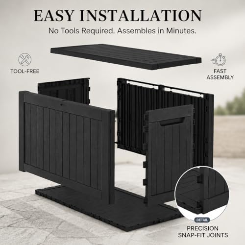 300 gallon outdoor storage box resin deck box, side view