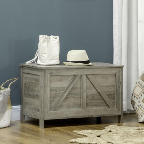 homcom 30" farmhouse storage bench lift top storage shown in use