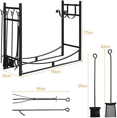s afstar 36” outdoor firewood rack, heavy-duty steel, view 9