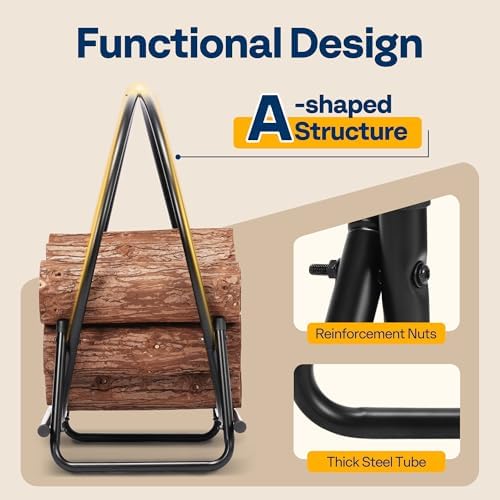 vivohome 28 inches firewood log rack hoop with showing dimensions