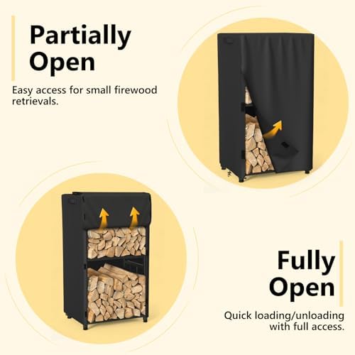 akefit 2ft firewood racks cover,heavy duty waterproof outdoor showing dimensions