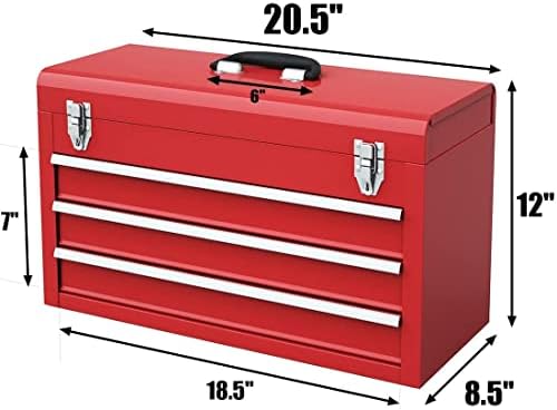 giantex portable steel tool box, 20.5'' toolbox w/, front angle view