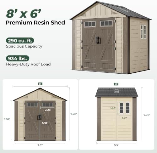 resin shed 8x6 ft outdoor storage shed with shown in use