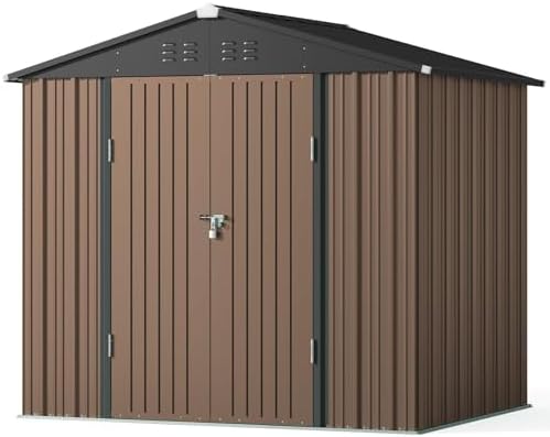 gizoon 8 x 6 ft outdoor storage shed, front angle view