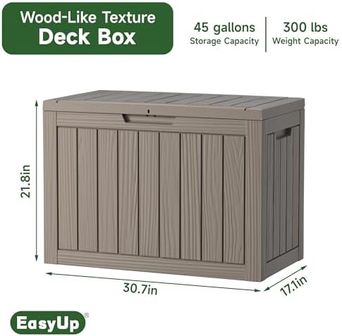 easyup 45 gallon waterproof outdoor storage box uv shown in use