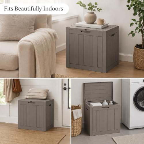 outdoor storage box resin deck box waterproof gray showing dimensions