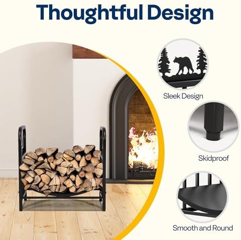 vivohome 16.5 in decorative firewood storage log rack, side view