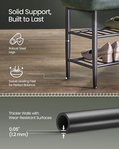 vasagle shoe bench, synthetic leather with stitching, loads, package contents