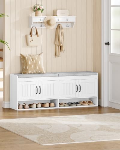 hzuaneri 55.1" shoe storage bench, shoe bench with, close-up detail