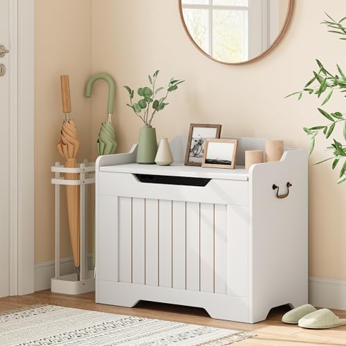 idealhouse storage bench, 24.8" storage chest with lid shown in use