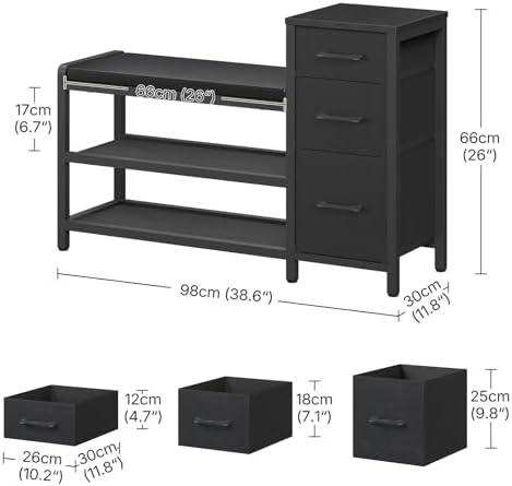 yatiney entryway bench with shoe storage, 3-tier shoe, close-up detail
