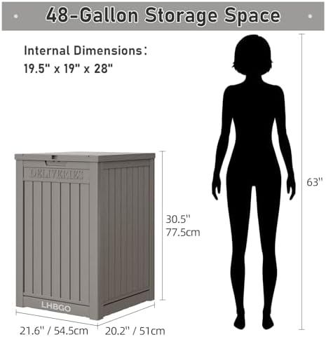 lhbgo package delivery box for outside, 48 gallon on a desk or shelf