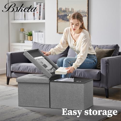 bsketa storage ottoman bench, 34" folding linen foot shown in use