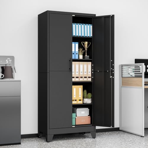 metal garage storage cabinet, 71" h lockable tool shown in use